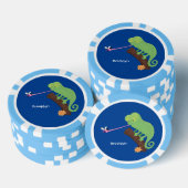 Cute grappige groene chameleon lizard cartoon poker chips (Opstapeling)