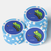 Cute grappige groene chameleon lizard cartoon poker chips (Opstapeling)