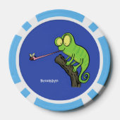Cute grappige groene chameleon lizard cartoon poker chips (Achterkant)