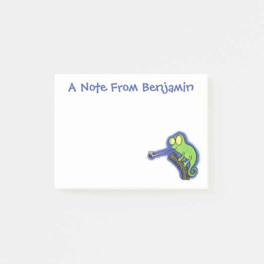 Cute grappige groene chameleon lizard cartoon post-it® notes (Voorkant)
