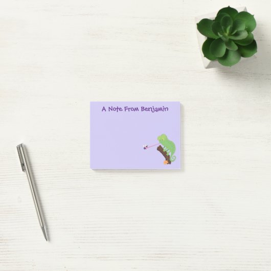 Cute grappige groene chameleon lizard cartoon post-it® notes (Kantoor)