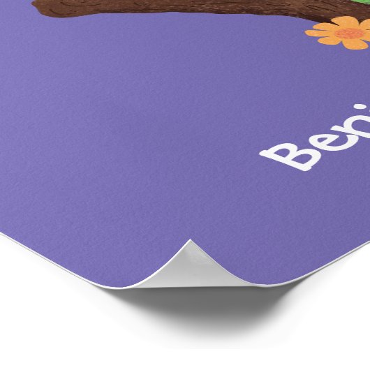 Cute grappige groene chameleon lizard cartoon poster (Hoek)