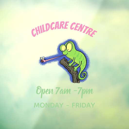 Cute grappige groene chameleon lizard cartoon raamsticker (Vel 3)