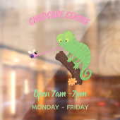 Cute grappige groene chameleon lizard cartoon raamsticker (Vel 2)
