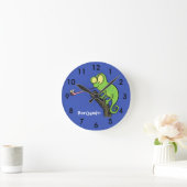Cute grappige groene chameleon lizard cartoon ronde klok (Huis)