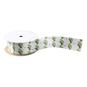 Cute grappige groene chameleon lizard cartoon satijnen lint