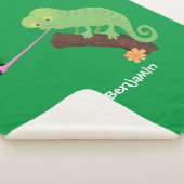 Cute grappige groene chameleon lizard cartoon sherpa deken (3/4)