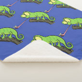 Cute grappige groene chameleon lizard cartoon sherpa deken (3/4)