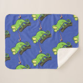 Cute grappige groene chameleon lizard cartoon sherpa deken (Voorkant (horizontaal))