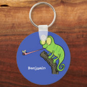 Cute grappige groene chameleon lizard cartoon sleutelhanger (Voorkant)