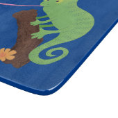 Cute grappige groene chameleon lizard cartoon snijplank (Hoek)