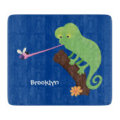 Cute grappige groene chameleon lizard cartoon snijplank (Voorkant)