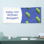 Cute grappige groene chameleon lizard cartoon spandoek (Beurs)
