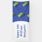 Cute grappige groene chameleon lizard cartoon spandoek (Verticaal)
