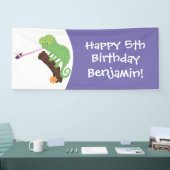Cute grappige groene chameleon lizard cartoon spandoek (Beurs)