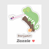 Cute grappige groene chameleon lizard cartoon sticker (Vel)