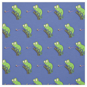 Cute grappige groene chameleon lizard cartoon stof