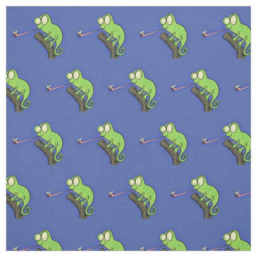 Cute grappige groene chameleon lizard cartoon stof (Swatch)