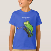 Cute grappige groene chameleon lizard cartoon t-shirt (Voorkant)