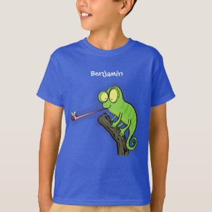 Cute grappige groene chameleon lizard cartoon t-shirt