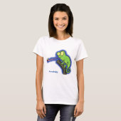Cute grappige groene chameleon lizard cartoon t-shirt (Voorkant volledig)