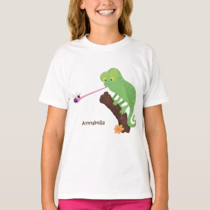 Cute grappige groene chameleon lizard cartoon t-shirt