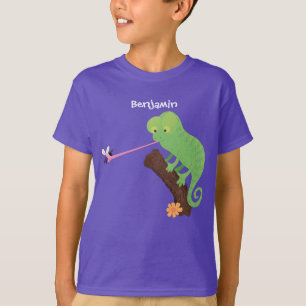 Cute grappige groene chameleon lizard cartoon t-shirt