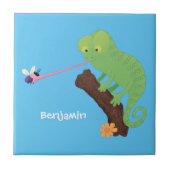 Cute grappige groene chameleon lizard cartoon tegeltje (Voorkant)