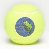 Cute grappige groene chameleon lizard cartoon tennisballen (Achterkant)