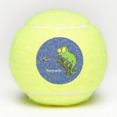 Cute grappige groene chameleon lizard cartoon tennisballen (Voorkant)
