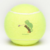 Cute grappige groene chameleon lizard cartoon tennisballen (Achterkant)