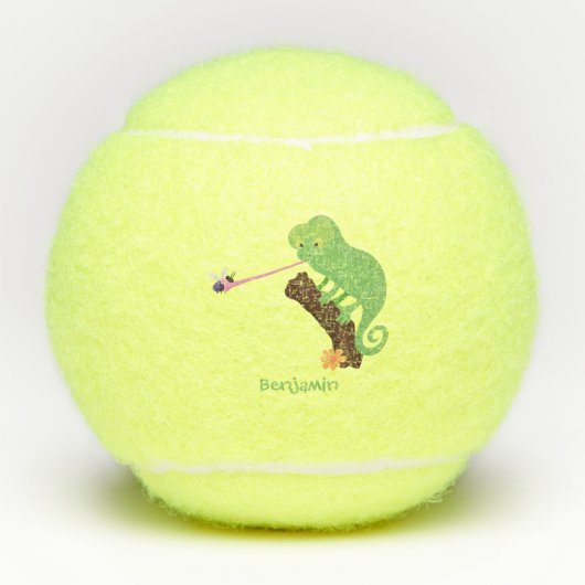 Cute grappige groene chameleon lizard cartoon tennisballen (Voorkant)