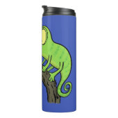 Cute grappige groene chameleon lizard cartoon thermosbeker (Geroteerd rechts)