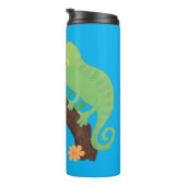 Cute grappige groene chameleon lizard cartoon thermosbeker (Geroteerd rechts)