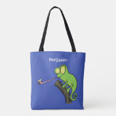Cute grappige groene chameleon lizard cartoon tote bag (Achterkant)