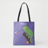 Cute grappige groene chameleon lizard cartoon tote bag (Voorkant)