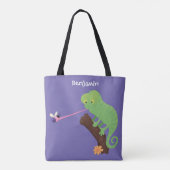 Cute grappige groene chameleon lizard cartoon tote bag (Achterkant)