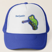 Cute grappige groene chameleon lizard cartoon trucker pet (Voorkant)
