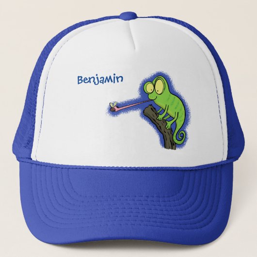 Cute grappige groene chameleon lizard cartoon trucker pet (Voorkant)