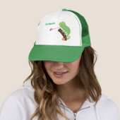 Cute grappige groene chameleon lizard cartoon trucker pet (In situ)