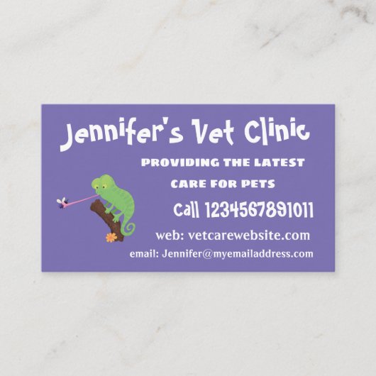 Cute grappige groene chameleon lizard cartoon visitekaartje (Voorkant)