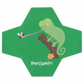 Cute grappige groene chameleon lizard cartoon voetbal (Enkel)