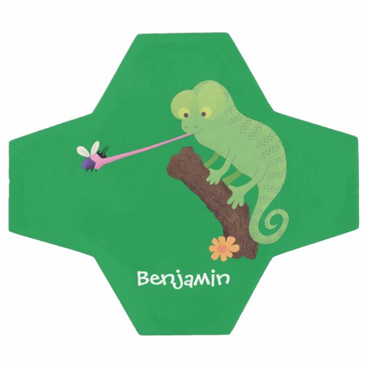 Cute grappige groene chameleon lizard cartoon voetbal (Enkel)