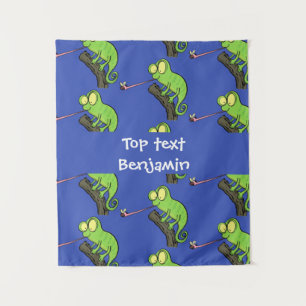 Cute grappige groene chameleon lizard cartoon wandkleed