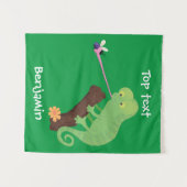 Cute grappige groene chameleon lizard cartoon wandkleed (Voorkant (horizontaal))