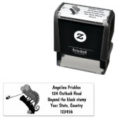 Cute grappige groene chameleon lizard cartoon  zelfinktende stempel (In situ)