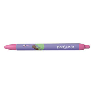 Cute grappige groene chameleon lizard cartoon zwarte inkt pen