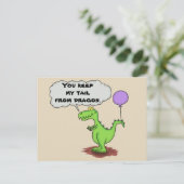 Cute, grappige groene draak humor cartoon briefkaart (Staand voorkant)