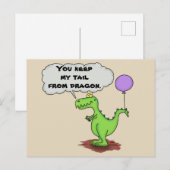 Cute, grappige groene draak humor cartoon briefkaart (Voorkant / Achterkant)