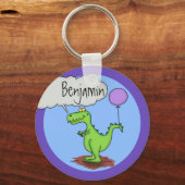 Cute, grappige groene draak humor cartoon sleutelhanger (Voorkant)